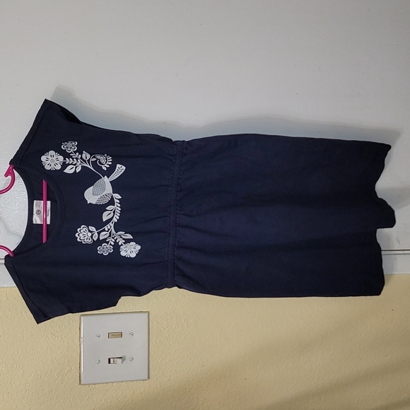 Hanna Andersson Girls Dress navy blue bird print - Picture 2 of 4